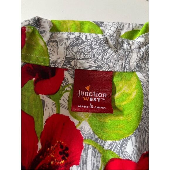 Junction West Men’s Button Down Shirt Sz L Skulls Hawaiian Short Sleeve - Picture 6 of 9